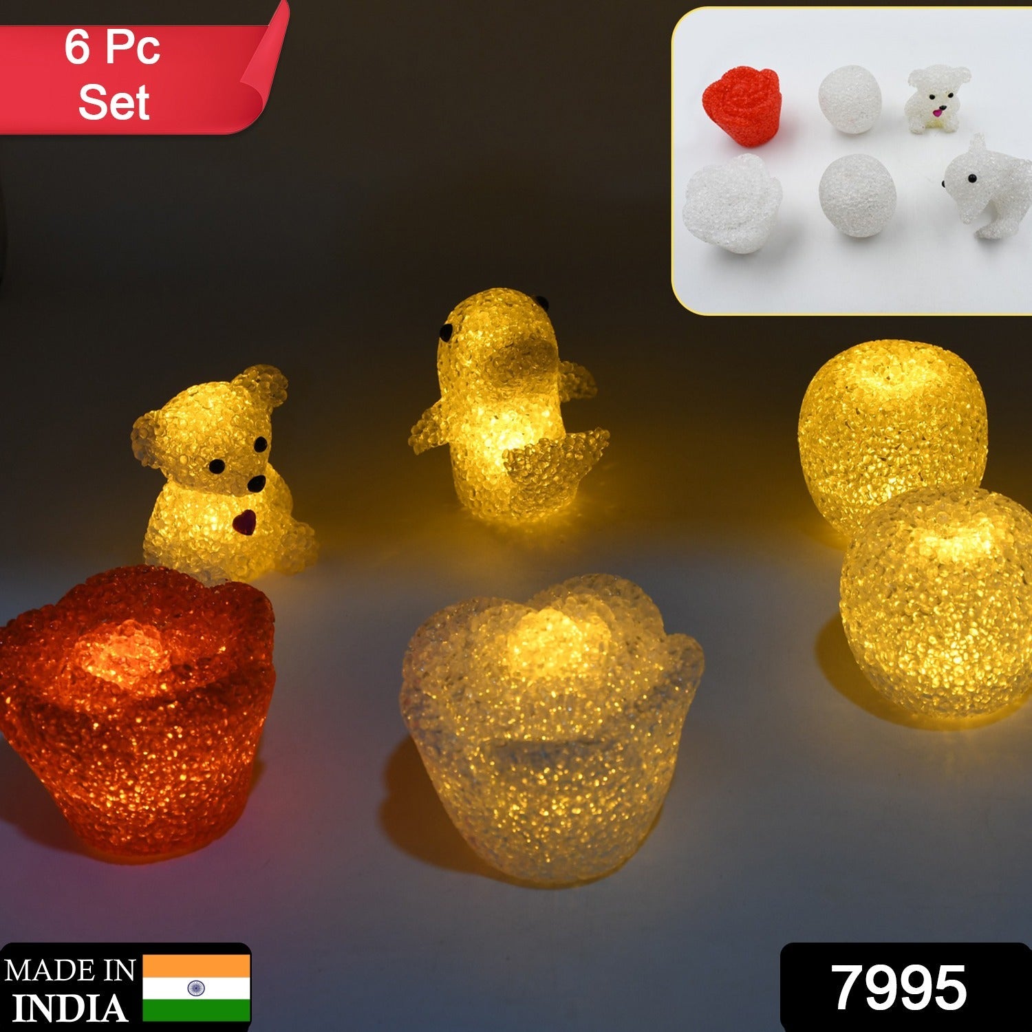 7995 MULTI SHAPE SMALL LIGHT LAMPS LED SHAPE CRYSTAL NIGHT LIGHT LAMP (6 PC SET) 7995 MULTI SHAPE SMALL LIGHT LAMPS LED SHAPE CRYSTAL NIGHT LIGHT LAMP (6 PC SET)